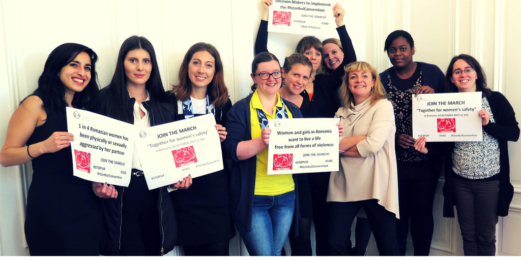 EWL staff and Youth delegation support March to end VAWG in Romania 14O