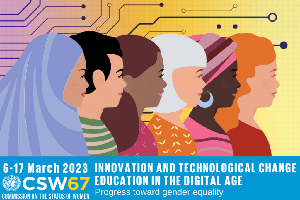 Illustration with women poster for Innovation and technological change