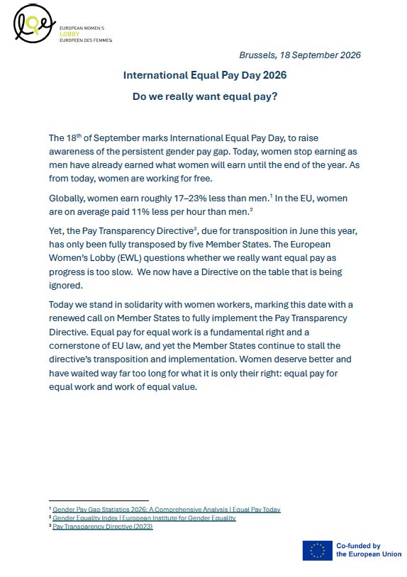 EWL Statement International Equal Pay Day